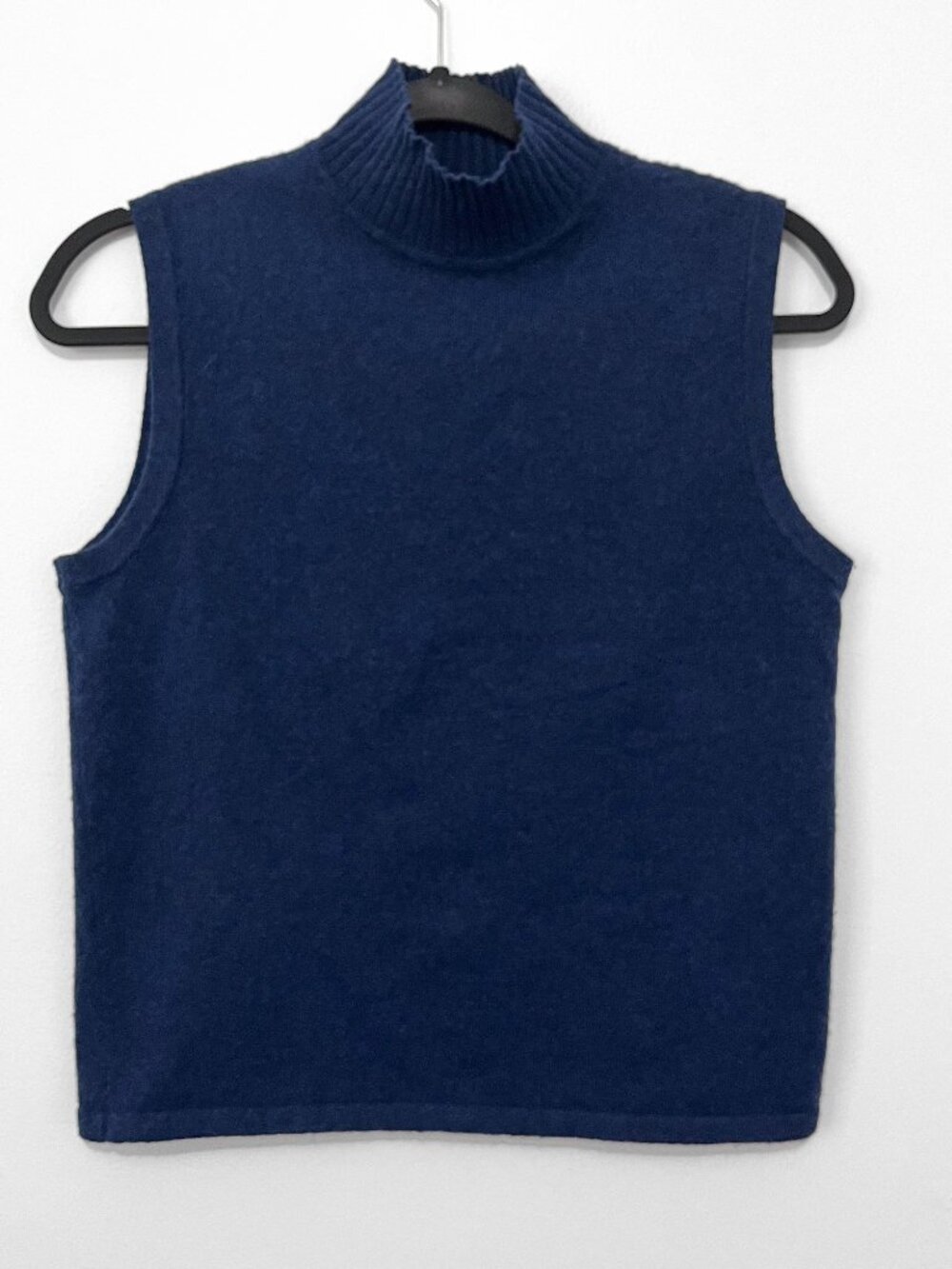 Frank and Oak Mock Neck Navy Sleeveless Sweater